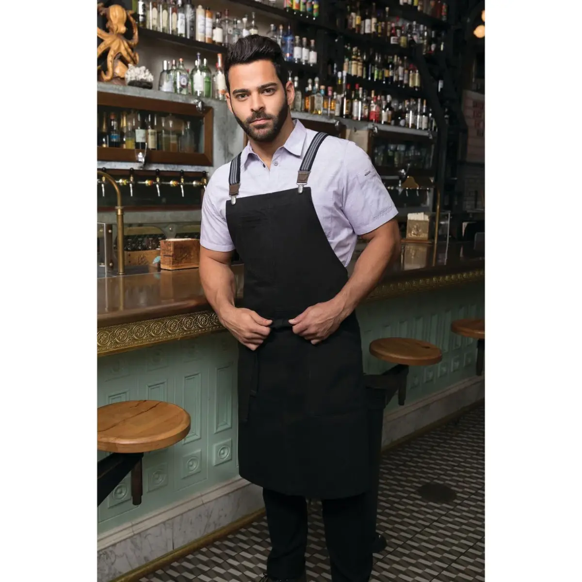 Chefwork BERKELEY BIS APRON-URB-XBACK,COLOR:JET BLACK - Image 1
