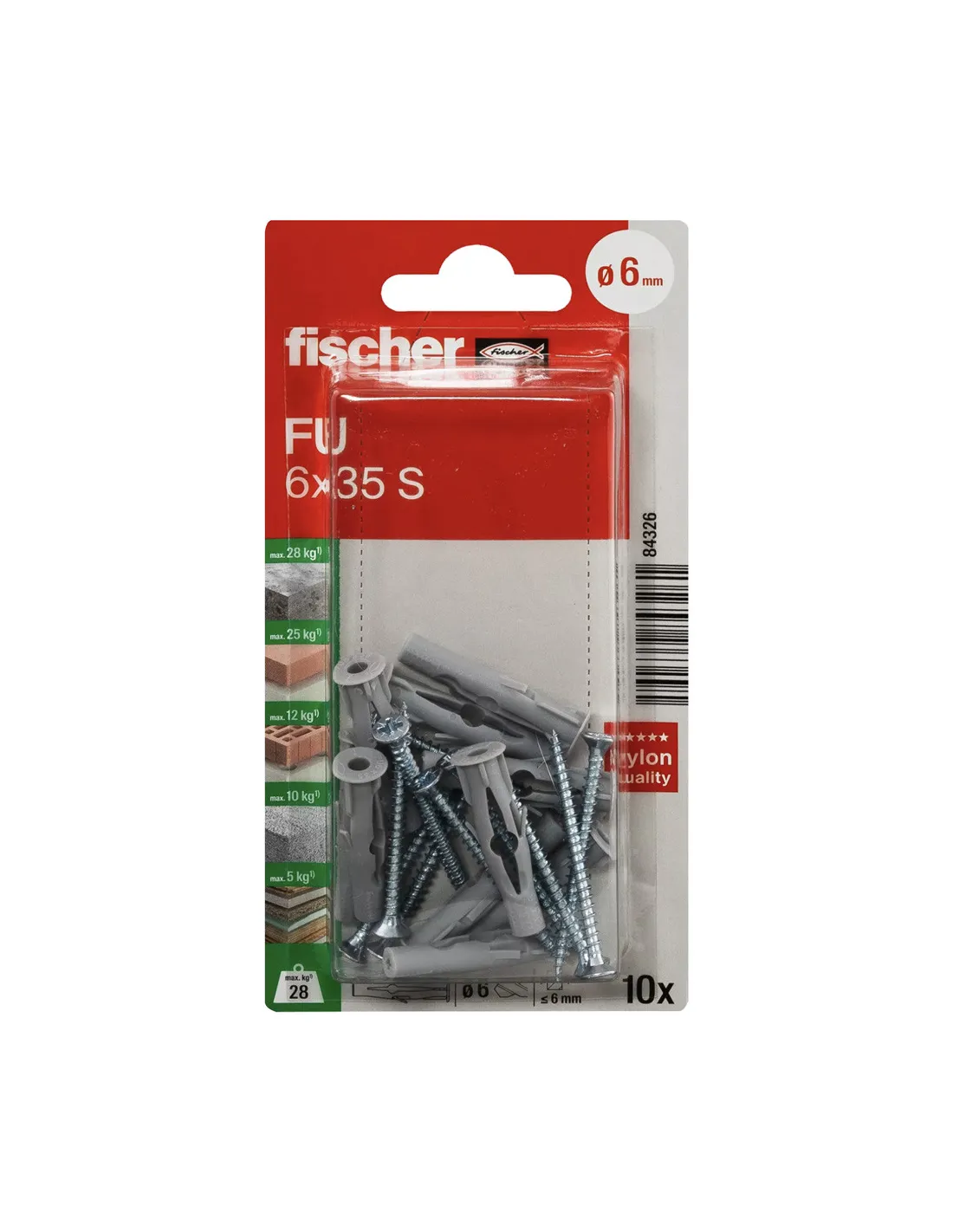 5-25.webp FISHCHER FU 6X35 SK /BLISTER/ PLUG + COUNTER SUNK SCREW 10PCS - Image 1
