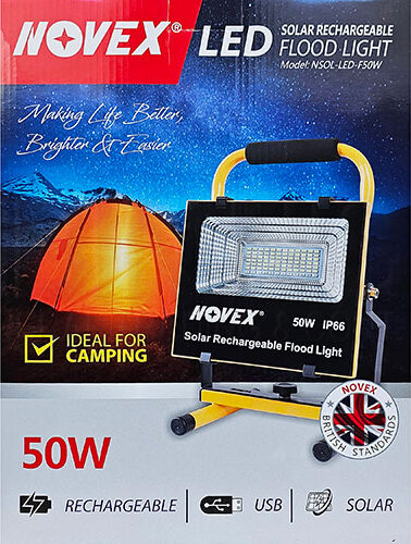 5-5-e1782563219684.jpg SOLAR RECHARGEABLE FLOOD LIGHT 50 W - NOVEX - Image 1