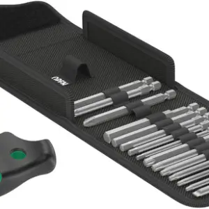 Wera Kraftform Kompakt 400 - RA T - Handle 1/4in Screwdriver Bit Set 17pc + Tool Pouch