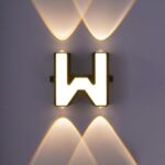 LED Alphabet Wall Lamp Letter Sign Wall Light Black Outside Indoor Decorative Light Letter W
