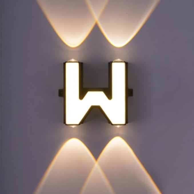51imxyK39XL._AC_SX679_.jpg LED Alphabet Wall Lamp Letter Sign Wall Light Black Outside Indoor Decorative Light Letter W - Image 1