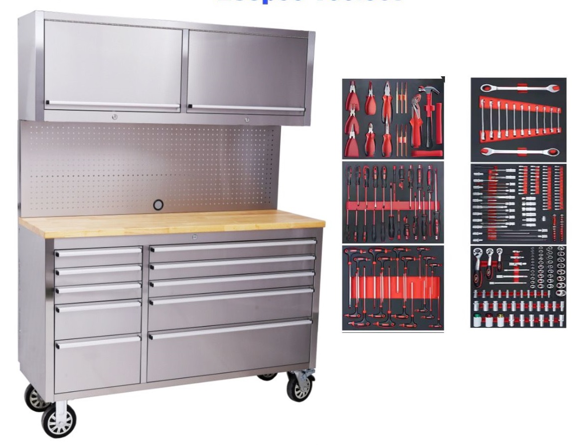 55-stainless-5.jpeg 55" Stainless Steel Workstation with 258pcs Toolset - Image 1