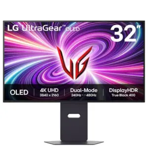 LG UltraGear Dual-Mode OLED 32" 4K UHD 240Hz/FHD 480Hz, 0.03ms, HDMI 2.1, G-Sync, Adaptive Sync & FreeSync Premium Pro Gaming Monitor - Black