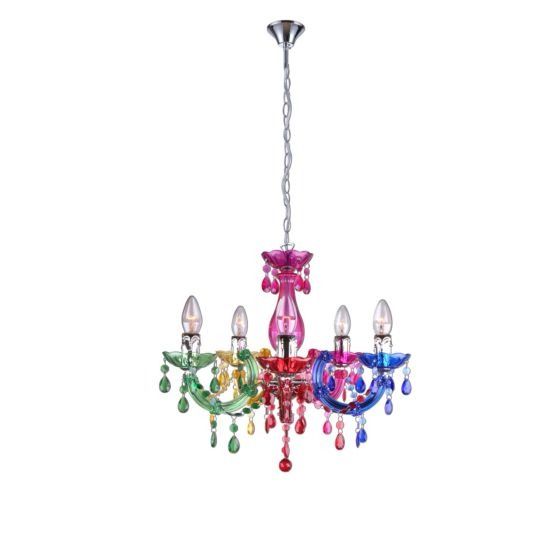 63118-5.jpg CHANDELIER PENDANT LIGHT CUIMBRA GLOBO CHROMED METAL ACRYLIC CRYSTALS - Image 1