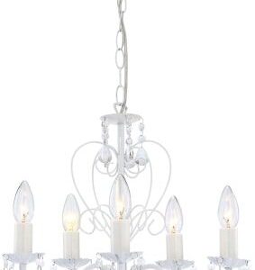 CHANDELIER PINJA  METAL WHITE CLEAR ACRYLIC CRYSTALS