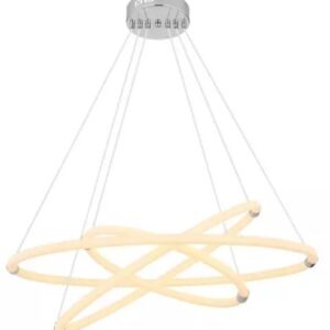 CHANDELIER SUSPENSION LAMP CHROME PLATED METAL OPAL PLASTIC