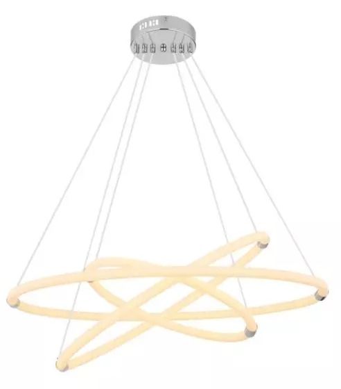 65001h2_3_jpg.jpg CHANDELIER SUSPENSION LAMP CHROME PLATED METAL OPAL PLASTIC - Image 1
