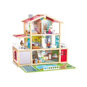 Hape Family Mansion Wooden Dollhouse | Playset with Furniture & Dolls