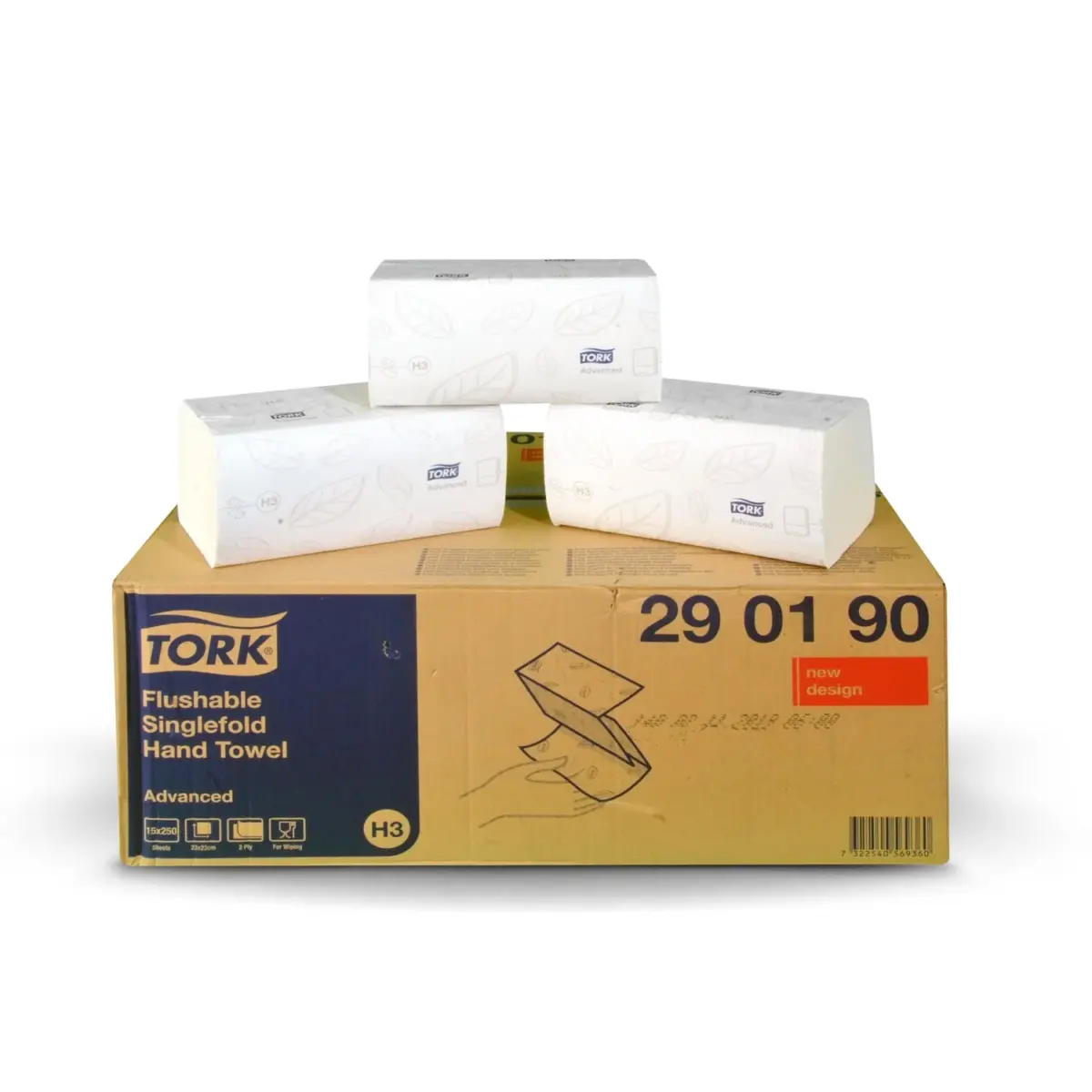 Tork® Flushable Singlefold Hand Towel Advanced (H3) (SCA 290190) - Image 1
