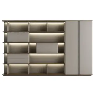 Ring Executive Wall Storage W3320 x D450 x H2035mm Cabinet Mocha Teakwood