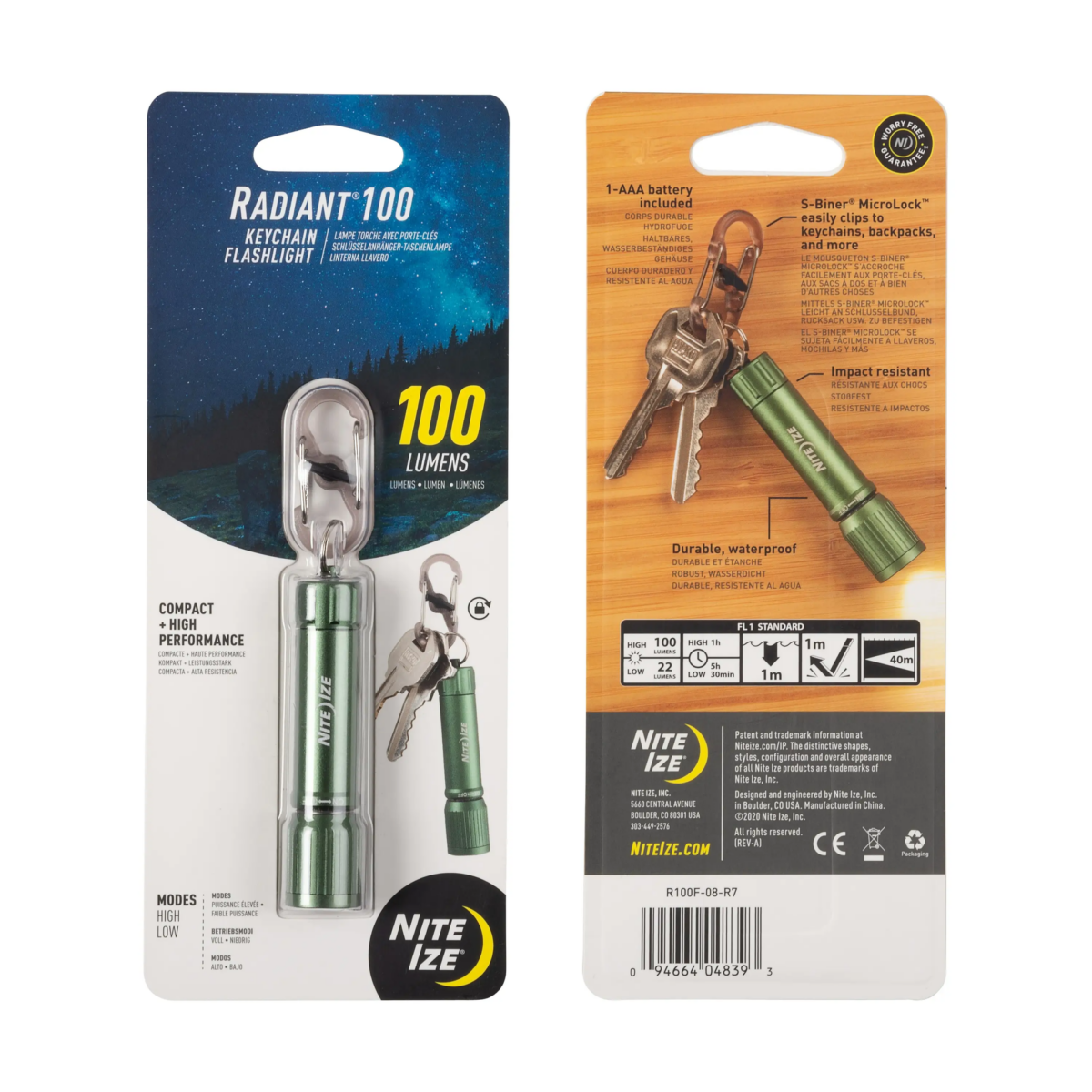 Nite Ize Radiant 100 Keychain Flashlight (Olive) - Image 1