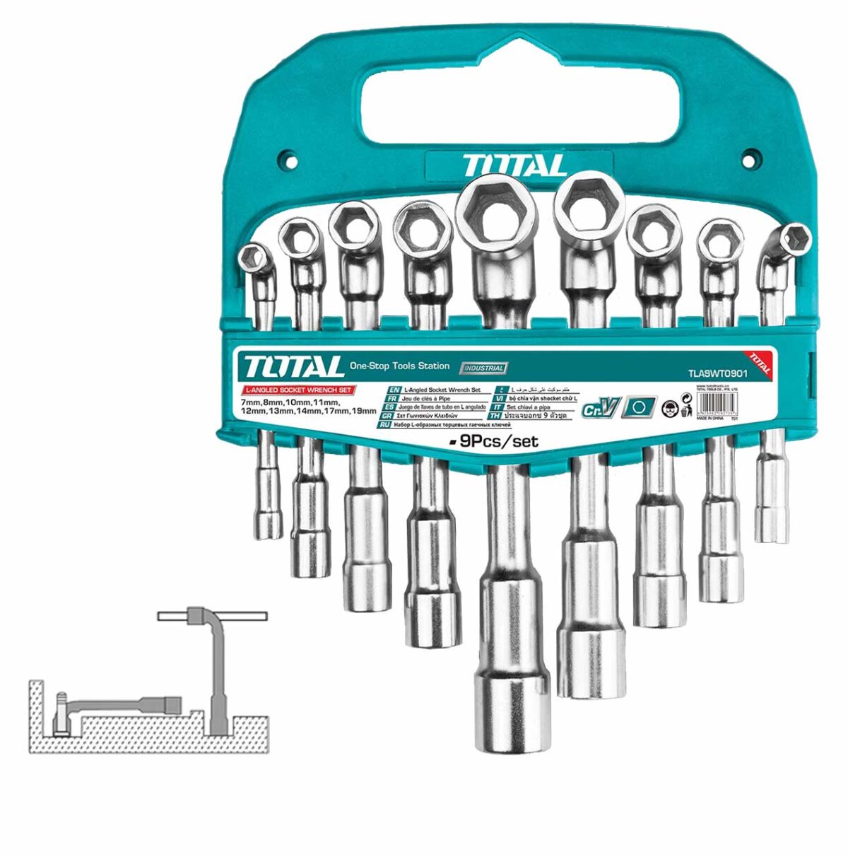 TOTAL 9 Pcs L-Angled Socket Wrench Set - Image 1