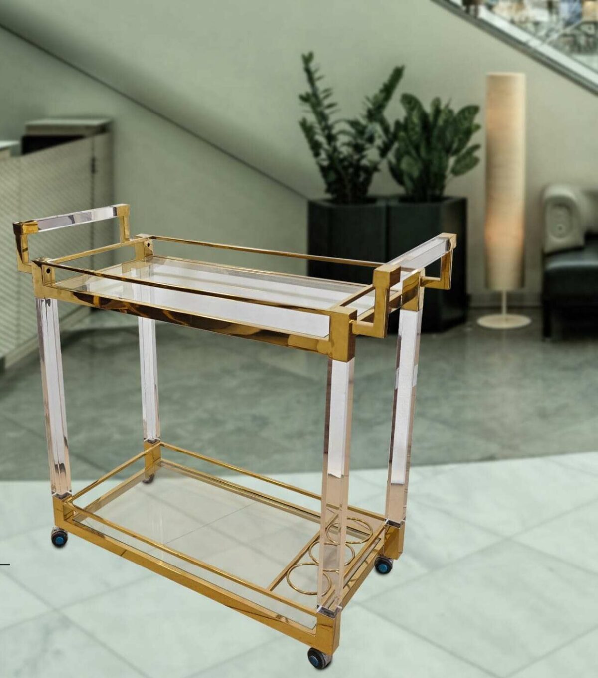 ACRYLIC/GOLD STEEL TROLLY - Image 1