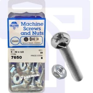 Machine Screw & Nuts 6 - 32x1/2