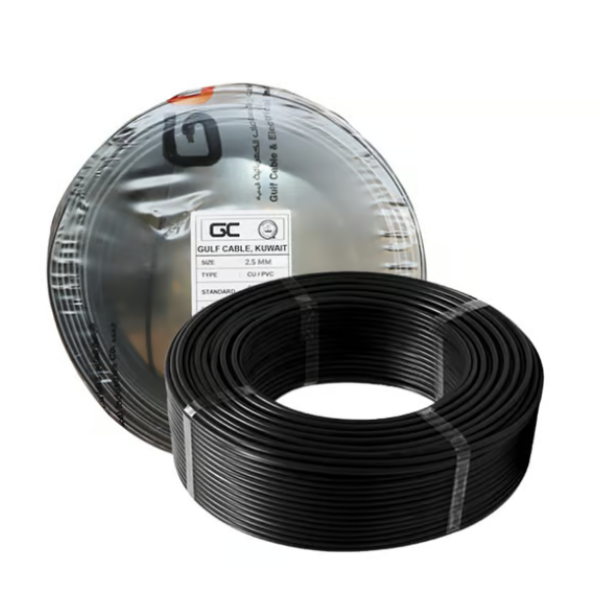 GULF CABLES Wire 2.5mm, Cu/Pvc,Single Core, Black