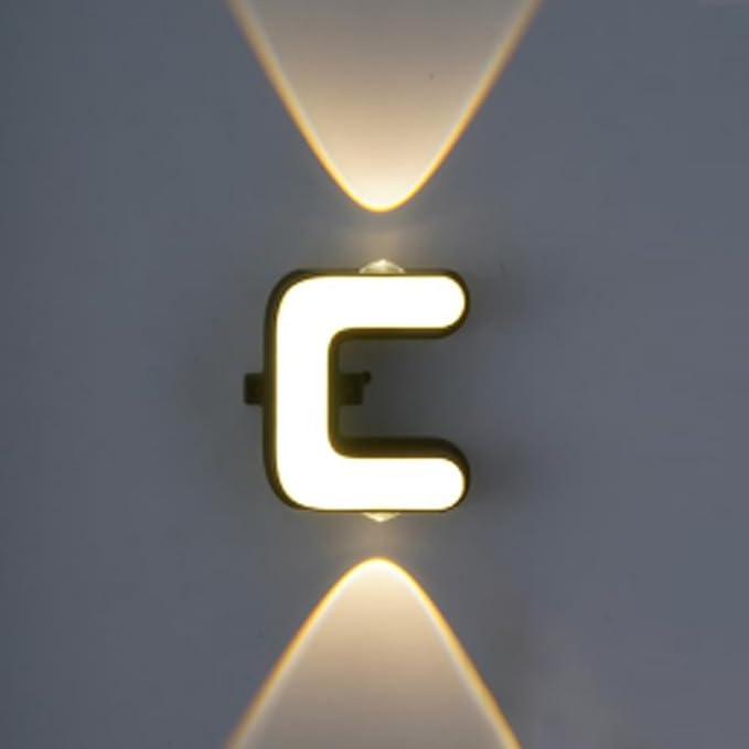 C-3.jpg LED Alphabet Wall Lamp Letter Sign Wall Light Black Outside Indoor Decorative Light Letter C - Image 1