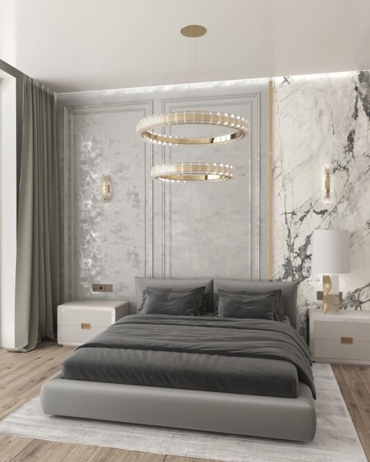 CHANDELIER Siet Postmodern LED Crystal 2 Rings Ceiling Lights Adjustable Stainless Steel 3000K - Image 1