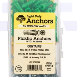 L Plastic Pan Head Ribbed Anchor Kit