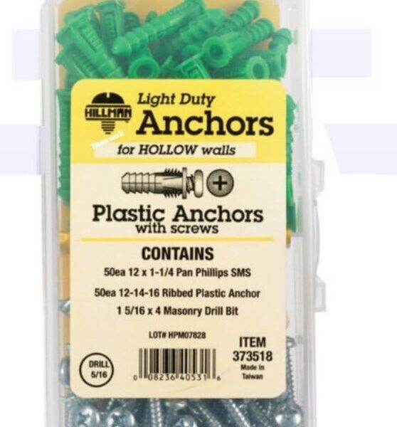 L Plastic Pan Head Ribbed Anchor Kit