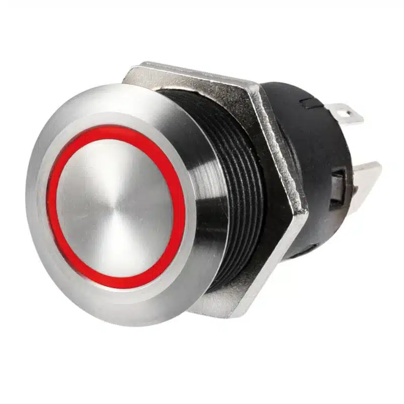 Flat-SS-Switch-ON-OFF-Red-LED_adb09dff-7534-4f6b-9bae-496d8a760eee-1.webp LED Push Button Switch On-Off - Image 1