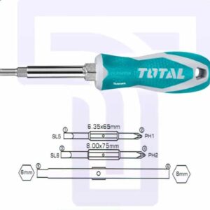 Total 6-in-1 Multi-Bit Screwdriver: Compact & Multifunctional