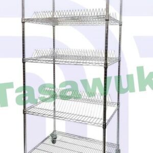 Level Chrome Wire Shelf with wheels 60 x 90 cm