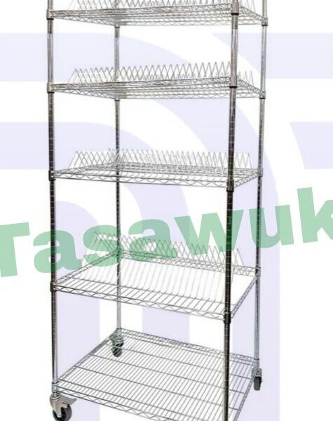 Level Chrome Wire Shelf with wheels 60 x 90 cm