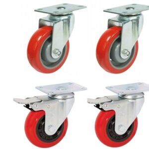 Caster Wheel Red Swivel - 4pcs set 3"