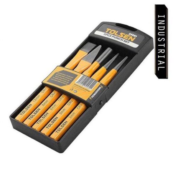 Tolsen 5-Piece Punch & Chisel Set: Drilling & Demolition Tasks