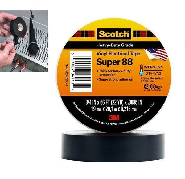 3M Vinyl Electrical Tape (19mm x 20m) - Black, Insulates and Protects