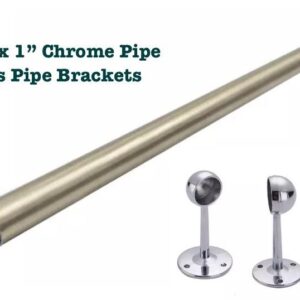 1mtr x 1" Chrome Pipe 2pcs Pipe Brackets