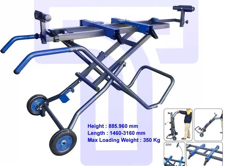 IMG_3133-e1661814891539.jpg Folding Rolling Miter Saw Stand with Quick Release Mounting Brackets, Rollers and End Stops, Heavy Duty with Steel Frame, Clamping Tool Mounts, Universal Compatible For 10” and 12” Saws - Image 1