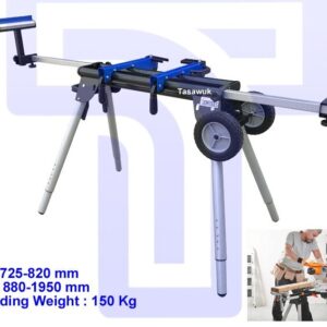 Folding Rolling Miter Saw Stand with Quick Release Mounting Brackets, Rollers and End Stops, Heavy Duty with Steel Frame, Clamping Tool Mounts, Universal Compatible for 10” Saw
