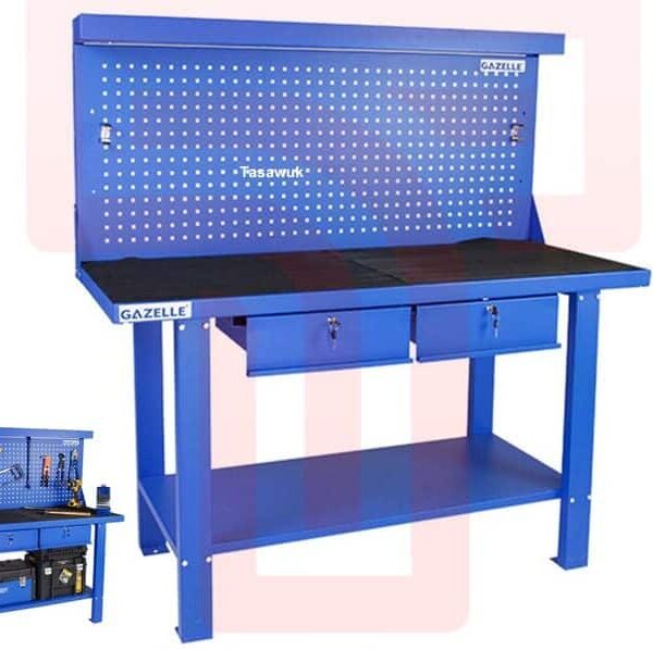 Gazelle 150cm Steel Workbench with Pegboard & Drawers