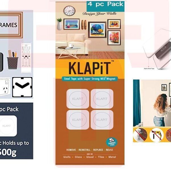 Hang Artwork & Photos Easily: Klapit Convenient Magnetic Strips (4 pcs)