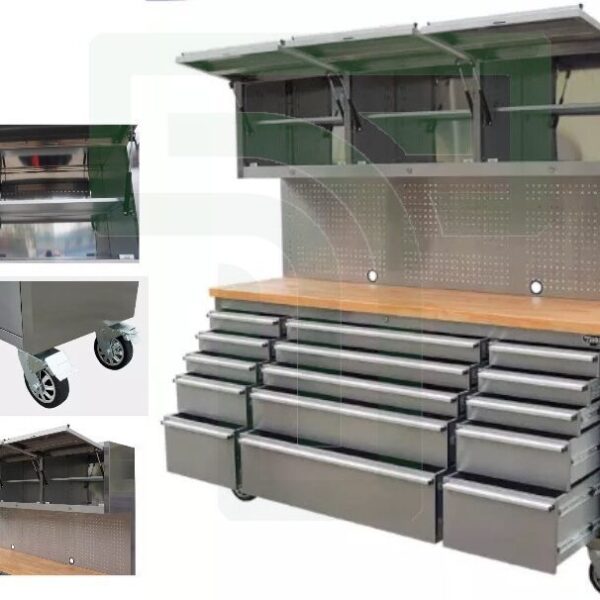 72" Tool Chest Trolley Stainless Steel Workstation Roller Cabinet