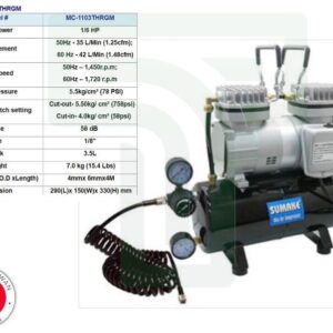 Sumake Mini Air Compressor - 1/6 HP Noise : 58 dB Tank : 3.5L