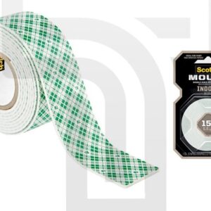 3M Double-Sided Mounting Tape (1/2" x 2m) - Strong Mounting for Small Applications