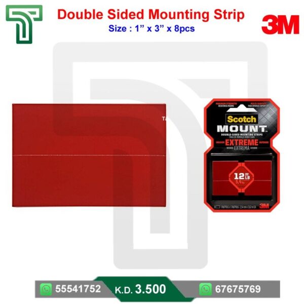3M Double-Sided Mounting Strips (1" x 3" - 8 Pack) - Strong and Secure Mounting