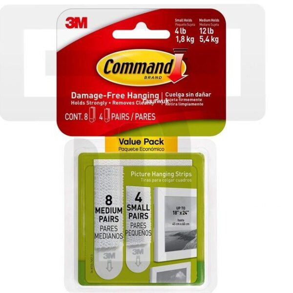 3M Picture Hanging Strips (12 Pairs) - Hang Pictures Easily
