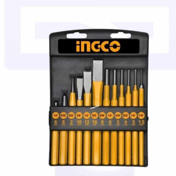 Ingco 12-Piece Chisel & Punch Set: Tackle Demolitions & Metalworking Tasks Efficiently