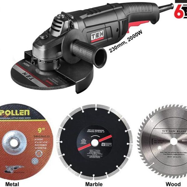 TEH 9 Inch Angle Grinder with Discs