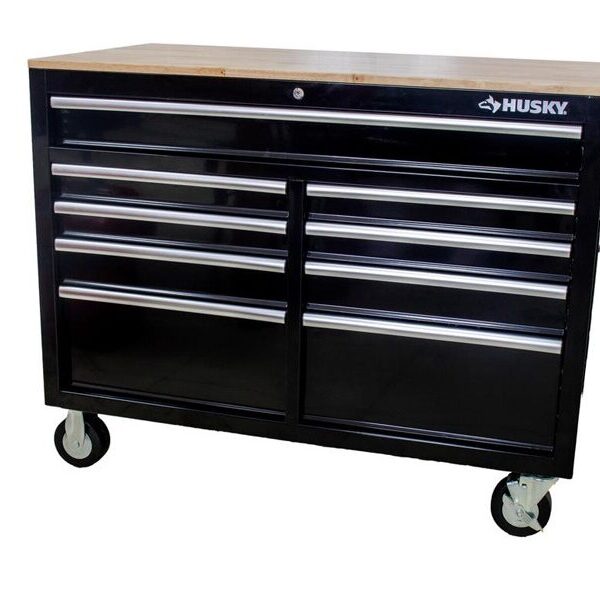 Husky Mobile Trolley with Wooden Top: Combine Style and Function for Your Tools