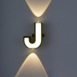 LED Alphabet Wall Lamp Letter Sign Wall Light Black Outside Indoor Decorative Light Letter J