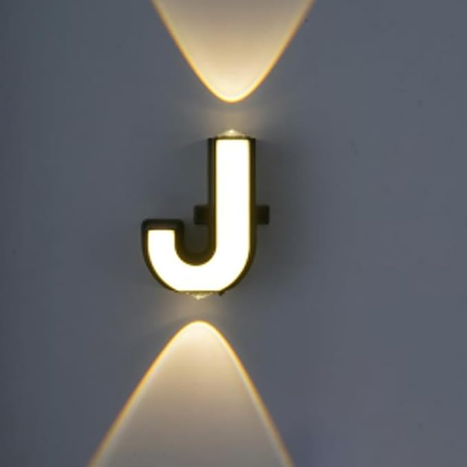 J.jpg LED Alphabet Wall Lamp Letter Sign Wall Light Black Outside Indoor Decorative Light Letter J - Image 1