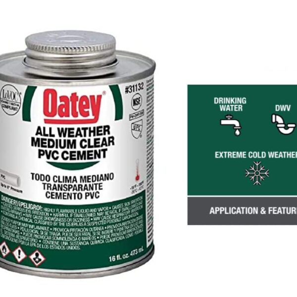 Reliable PVC Pipe Joints: Oatey All-Weather Cement (Solvent Cement)