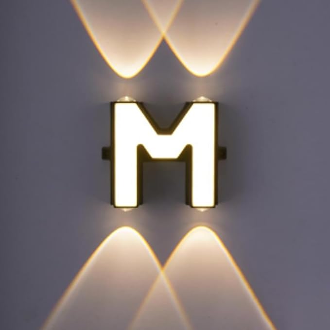 M.jpg LED Alphabet Wall Lamp Letter Sign Wall Light Black Outside Indoor Decorative Light Letter M - Image 1