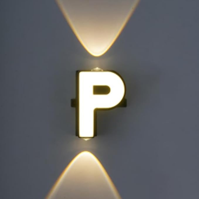 P.jpg LED Alphabet Wall Lamp Letter Sign Wall Light Black Outside Indoor Decorative Light Letter P - Image 1