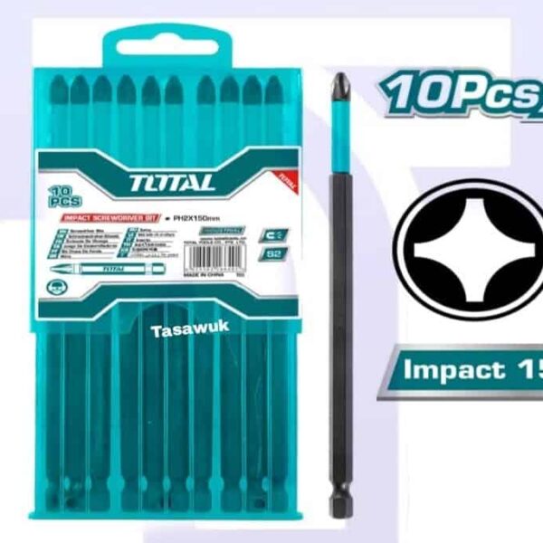 Total 10pc Impact Screwdriver Bit Set: Power Through Fastening Jobs
